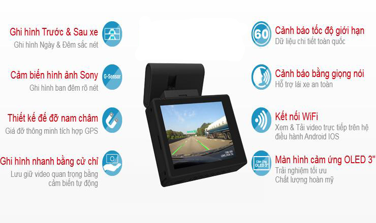 VIETMAP C65 -Camera ghi hình trước sau cao cấp – VietMap