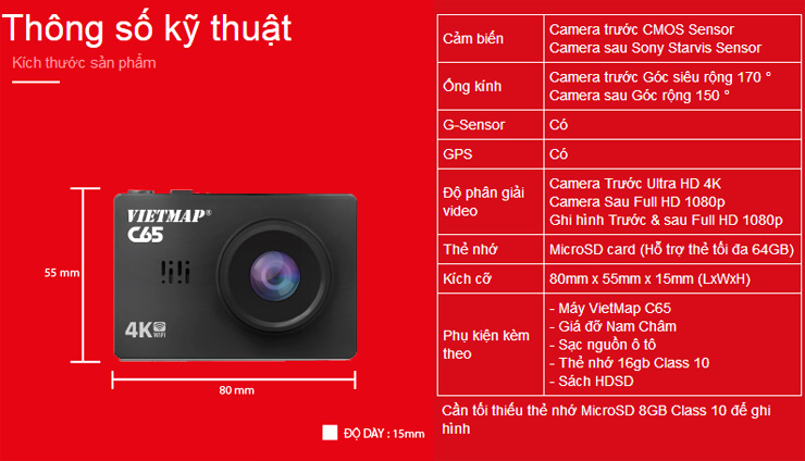 VIETMAP C65 -Camera ghi hình trước sau cao cấp – VietMap